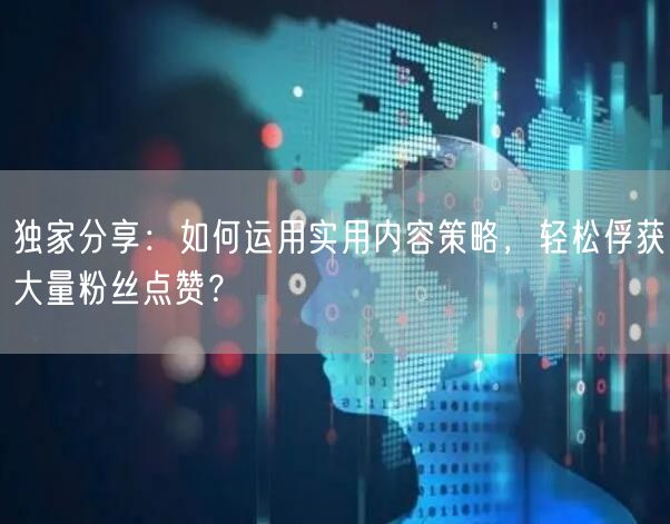 独家分享：如何运用实用内容策略，轻松俘获大量粉丝点赞？