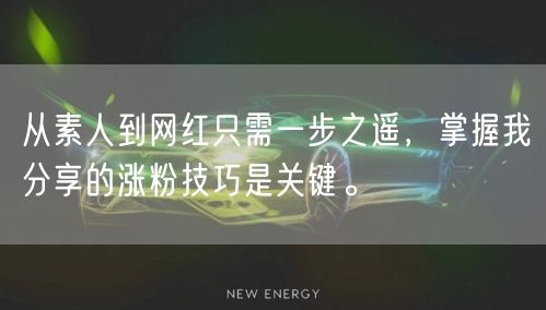 从素人到网红只需一步之遥，掌握我分享的涨粉技巧是关键。