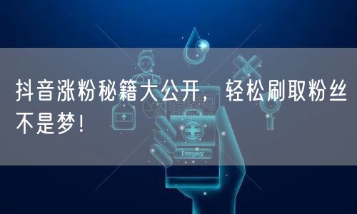 抖音涨粉秘籍大公开，轻松刷取粉丝不是梦！