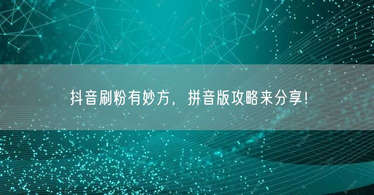 抖音刷粉有妙方，拼音版攻略来分享！