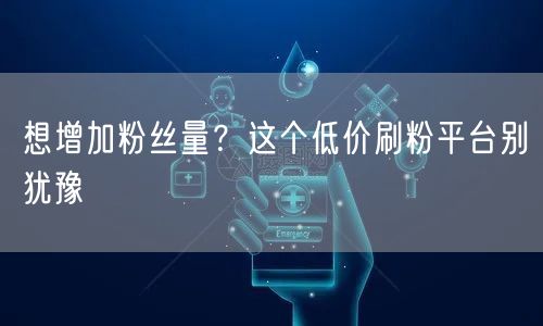 想增加粉丝量？这个低价刷粉平台别犹豫