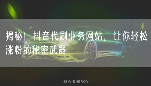 揭秘！抖音代刷业务网站，让你轻松涨粉的秘密武器