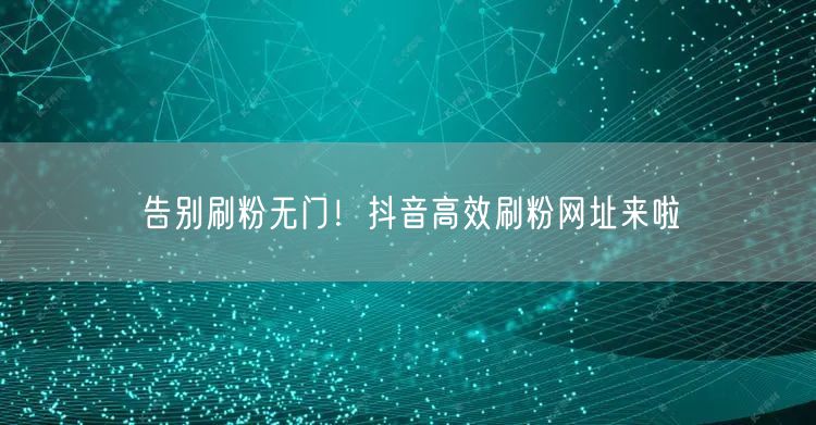 告别刷粉无门！抖音高效刷粉网址来啦