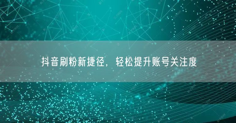 抖音刷粉新捷径，轻松提升账号关注度