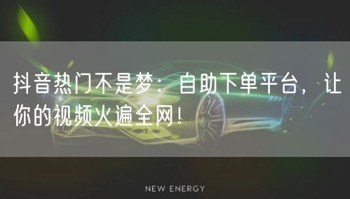 抖音热门不是梦：自助下单平台，让你的视频火遍全网！