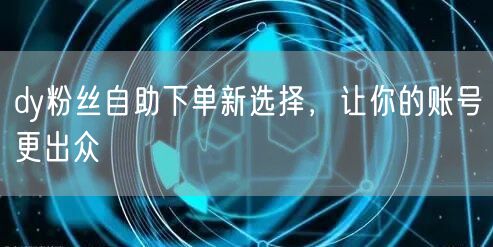 dy粉丝自助下单新选择，让你的账号更出众