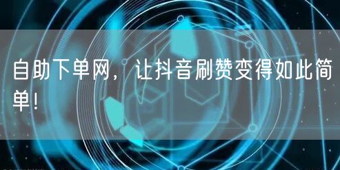 自助下单网，让抖音刷赞变得如此简单！