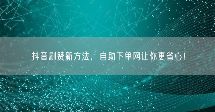 抖音刷赞新方法，自助下单网让你更省心！