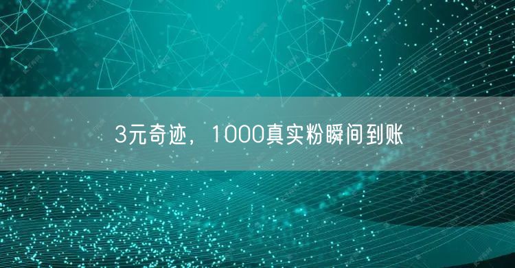 3元奇迹，1000真实粉瞬间到账