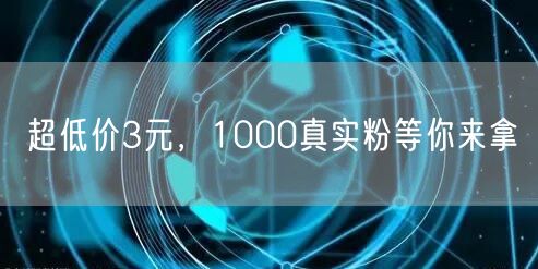 超低价3元，1000真实粉等你来拿