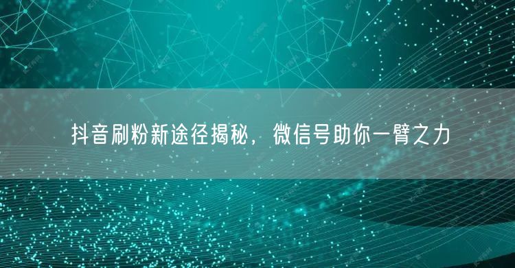 抖音刷粉新途径揭秘，微信号助你一臂之力