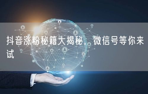 抖音涨粉秘籍大揭秘，微信号等你来试