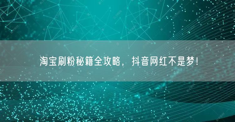 淘宝刷粉秘籍全攻略，抖音网红不是梦！