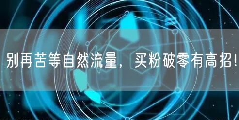 别再苦等自然流量，买粉破零有高招！