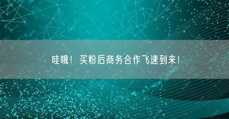 哇哦！买粉后商务合作飞速到来！