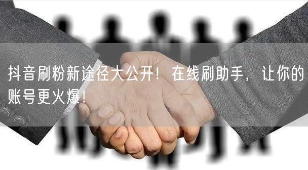 抖音刷粉新途径大公开！在线刷助手，让你的账号更火爆！