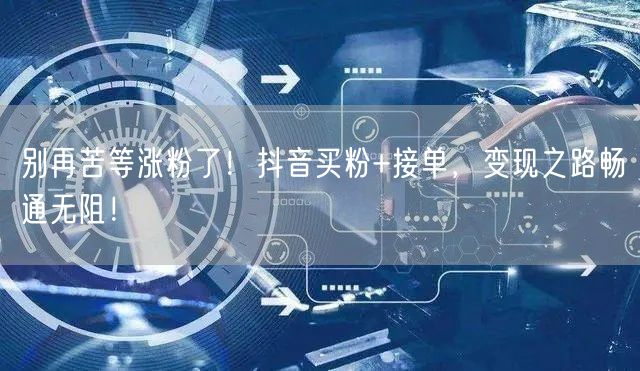 别再苦等涨粉了！抖音买粉+接单，变现之路畅通无阻！