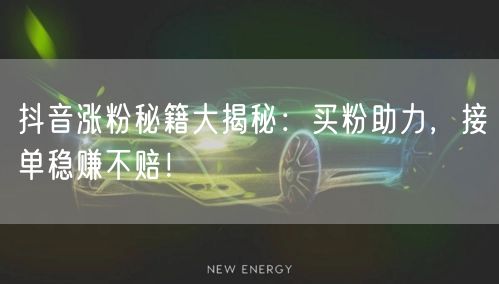 抖音涨粉秘籍大揭秘：买粉助力，接单稳赚不赔！
