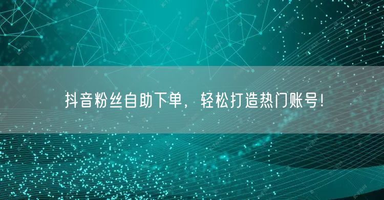 抖音粉丝自助下单，轻松打造热门账号！
