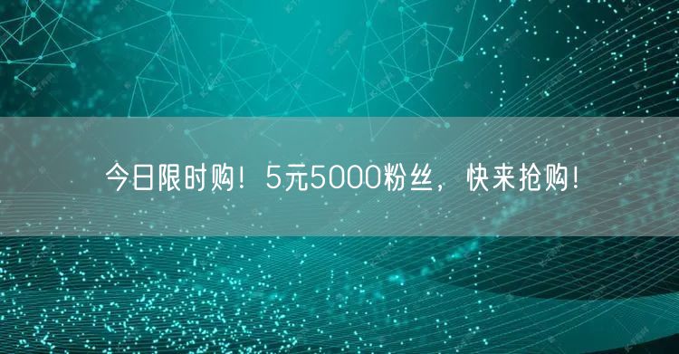 今日限时购！5元5000粉丝，快来抢购！