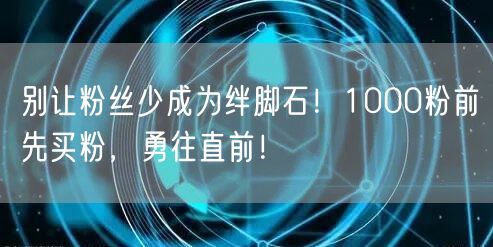别让粉丝少成为绊脚石！1000粉前先买粉，勇往直前！