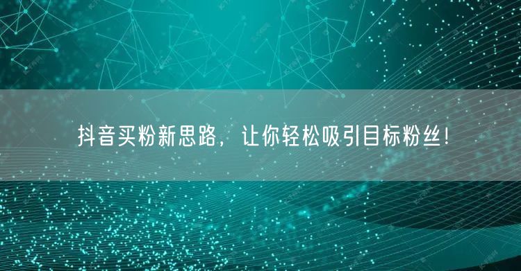 抖音买粉新思路，让你轻松吸引目标粉丝！