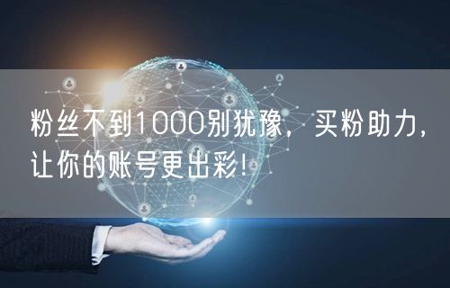 粉丝不到1000别犹豫，买粉助力，让你的账号更出彩！