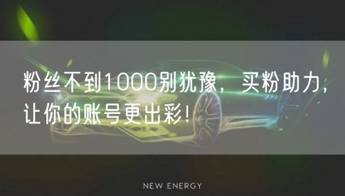 粉丝不到1000别犹豫，买粉助力，让你的账号更出彩！