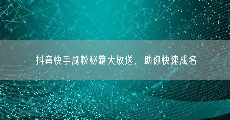 抖音快手刷粉秘籍大放送，助你快速成名