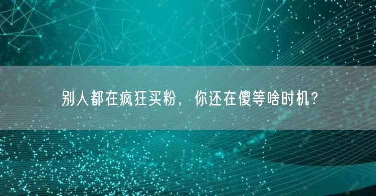 别人都在疯狂买粉，你还在傻等啥时机？