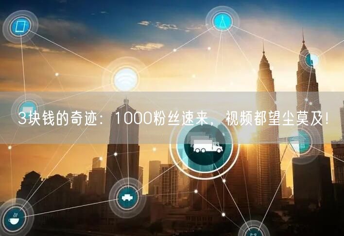 3块钱的奇迹：1000粉丝速来，视频都望尘莫及！