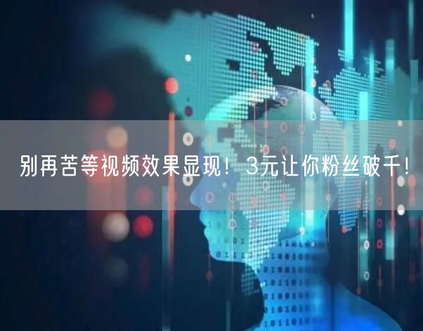 别再苦等视频效果显现！3元让你粉丝破千！