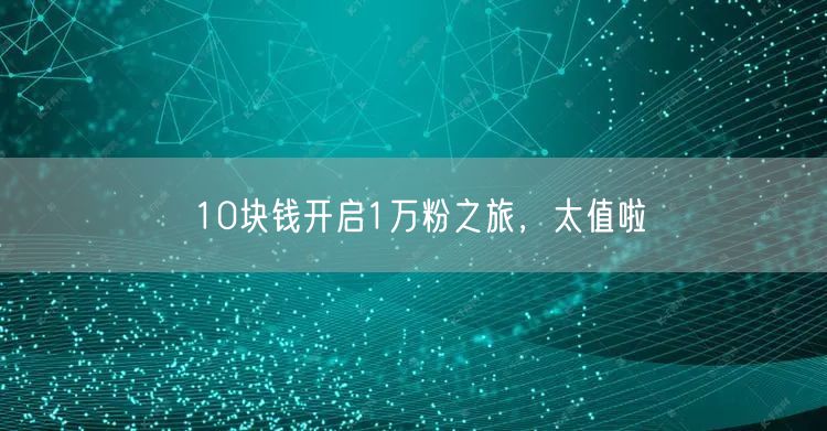 10块钱开启1万粉之旅，太值啦