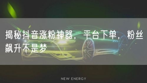 揭秘抖音涨粉神器，平台下单，粉丝飙升不是梦