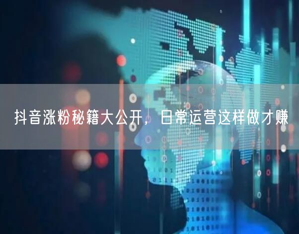 抖音涨粉秘籍大公开，日常运营这样做才赚