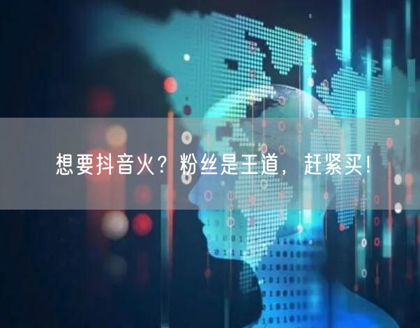 想要抖音火？粉丝是王道，赶紧买！