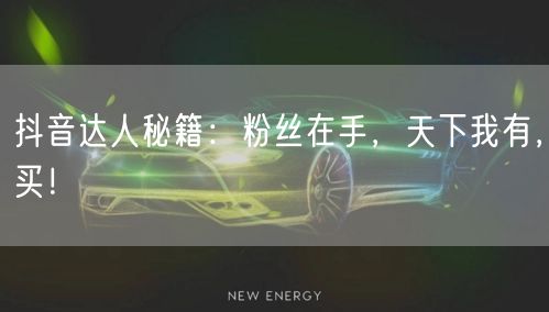 抖音达人秘籍：粉丝在手，天下我有，买！
