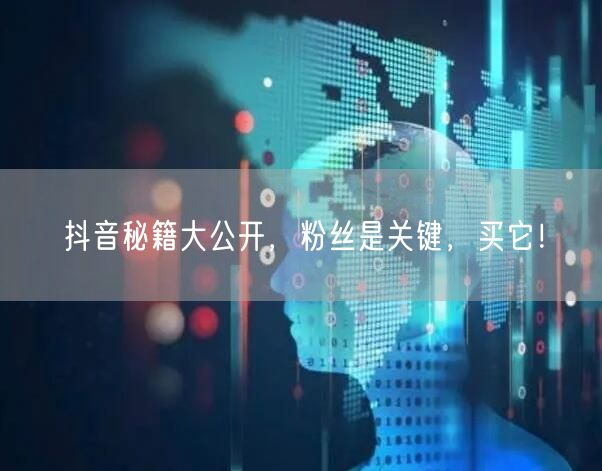 抖音秘籍大公开，粉丝是关键，买它！