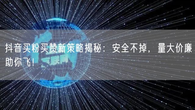 抖音买粉买赞新策略揭秘：安全不掉，量大价廉助你飞！