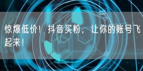 惊爆低价！抖音买粉，让你的账号飞起来！