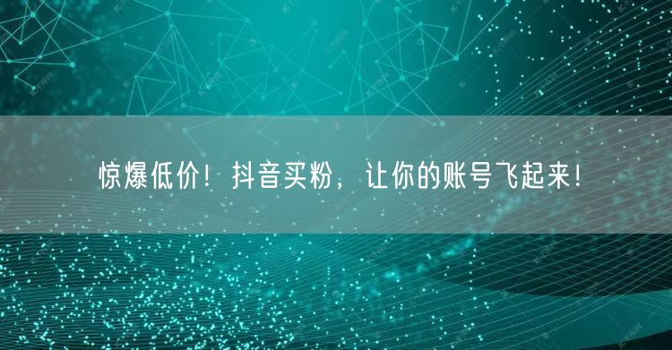 惊爆低价！抖音买粉，让你的账号飞起来！