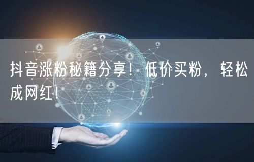 抖音涨粉秘籍分享！低价买粉，轻松成网红！
