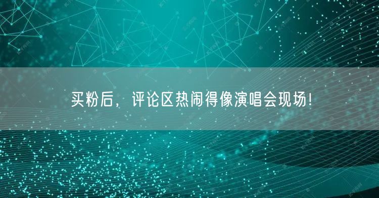 买粉后，评论区热闹得像演唱会现场！