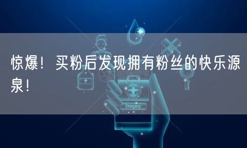 惊爆！买粉后发现拥有粉丝的快乐源泉！
