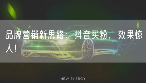 品牌营销新思路：抖音买粉，效果惊人！