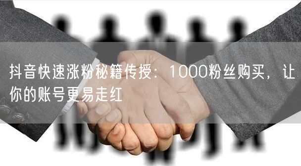 抖音快速涨粉秘籍传授：1000粉丝购买，让你的账号更易走红