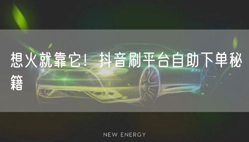 想火就靠它！抖音刷平台自助下单秘籍