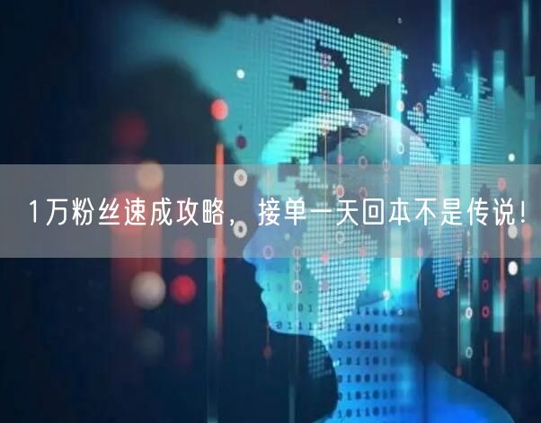 1万粉丝速成攻略，接单一天回本不是传说！