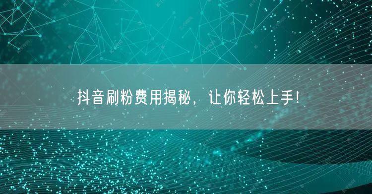 抖音刷粉费用揭秘，让你轻松上手！