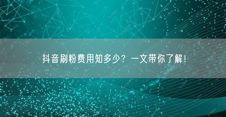 抖音刷粉费用知多少？一文带你了解！
